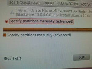 Partition secara manual