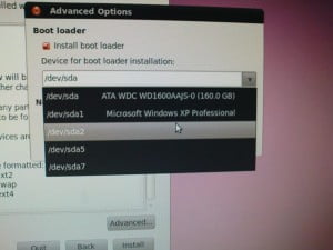 Tukar lokasi bootloader